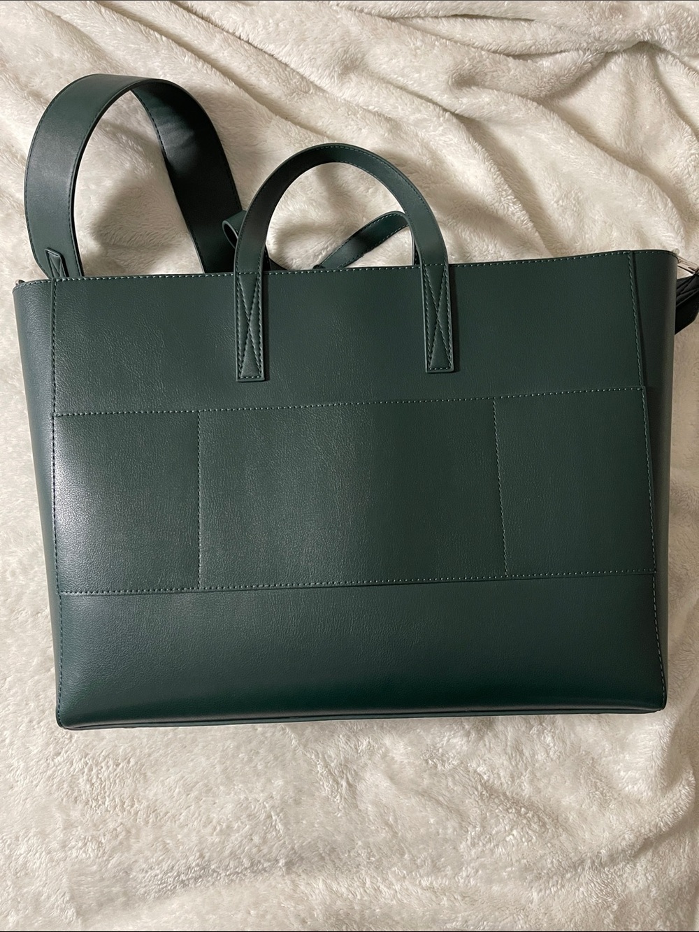 Calpak Haven Dark Green Embossed Leather Travel Laptop Bag - Picture 4 of 7